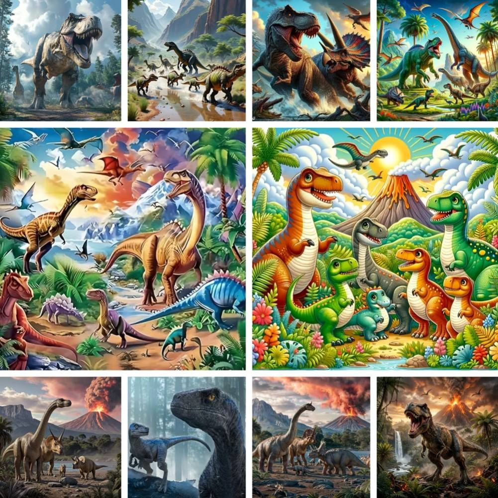 Volcano Kit Eruption - Diamond Painting Kit Ancient Dinosaur Volcano