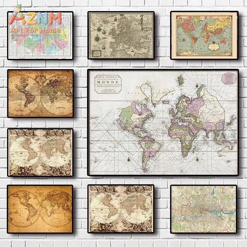 Vintage World Map Canvas Print - огляд і ціна Star Map Poster